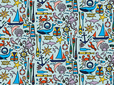 Nautical Drifts artwork block printing children book illustration design fine art illustration pattern