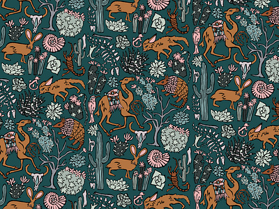 Desert Dreams artwork block printing children book illustration design fine art illustration pattern