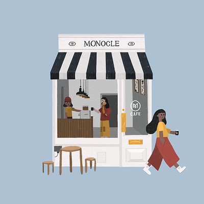 Monocle Cafe building cafe illustration london monocle