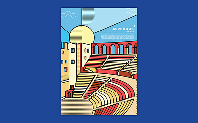 Aspendos Poster - Illustration branding cityscape design flat graphicdesign illustration illustration art illustrator landmark line posters vector vector illustration