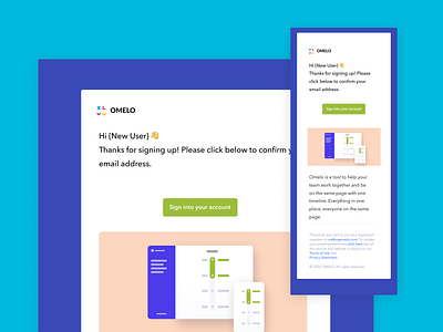 Omelo Email Template design email new user team teamwork timeline ui ux web