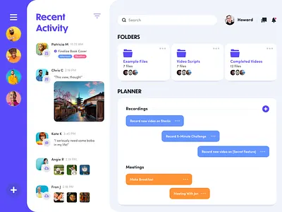 Dashboard Design activity feed adobe xd dashboard folders modules panels planner schedule