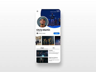 Profile page for a dance-focused social media app app daily ui 006 dance funky mobile profile page