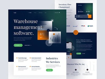 Warehouse Management - Landing Page api dasboard erp industry landing page manage management mobile app saas sass services software stats stock system warehouse web web design website