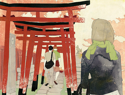 Shot #12106157 illustration man shrine woman
