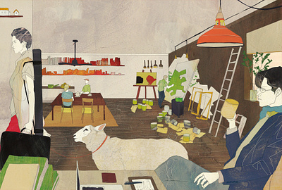 120203 hituji post card animals illustration menu office share share office woman