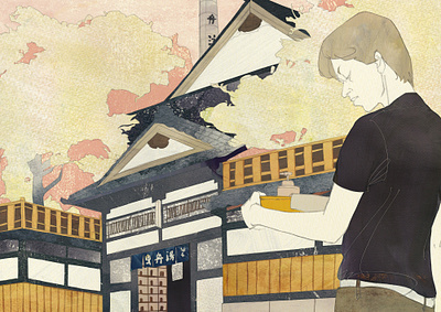 120210 Urban Public bath illustration japan man public bath