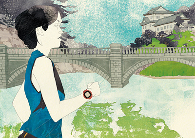 120210 Urban Imperial Palace2 fashion illustration illustration japan running woman