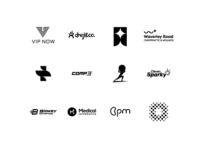 Logo Folio Collection - Black & White (3) black clean clever geometric icon logo logo collection logo folio logotype monochrome monogram one colour simple symbol symbol icon unique white