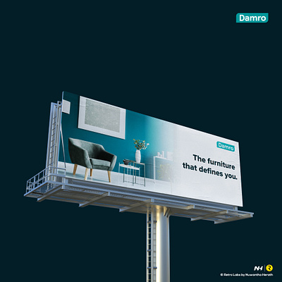 Advertisment Billboard for DAMRO advertisment billboard billboard design brand design branding design flat furniture identity branding illustration logo logo design luxury minimal minimalistic
