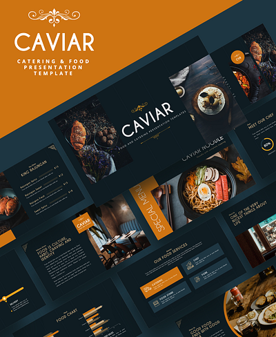 CAVIAR – Catering & Food Powerpoint Template appetite banquet cater catering delicious dining dish event food gourmet hotel luxury meal meat party plate restaurant service tasty wedding