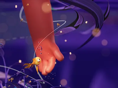 Enjoy the little things 3d aquarium blender blender3d branding fish fishtank graphic design illustration love minimal modeling perspective underwater