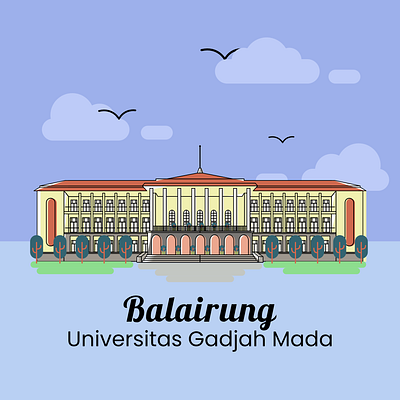 BALAIRUNG GADJAHH MADA UNIVERSITY art building design flat flatdesign illustration university