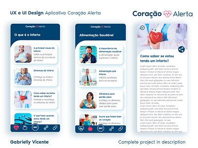 App Coração Alerta - UX e UI Design aplication app articles artigos cards design health healthcare imc medicine mobile mobile ui pesquisa research saúde ui user experience user inteface ux