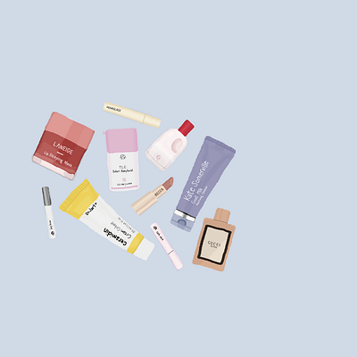 Beauty Products PT II beauty products drunk elephant glossier gucci hourglass illustration laneige make up makeup photoshop self care skin care