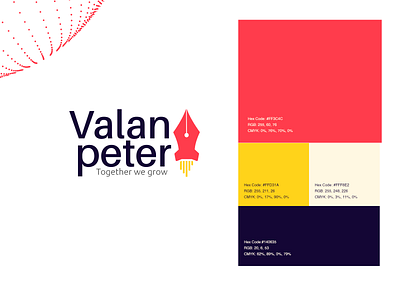 Valan peter personal branding | Logo & Color brand design branding branding and identity deepak 96mill design indian illustrator logo logo design logodesign logos pen pen logo personal brand red rocket rocket logo tamilnadu valanpeter vector