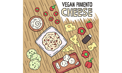 Vegan Pimento Cheese art artwork cheese drawing food food illustration illustration packaging pimento vegan vegan food