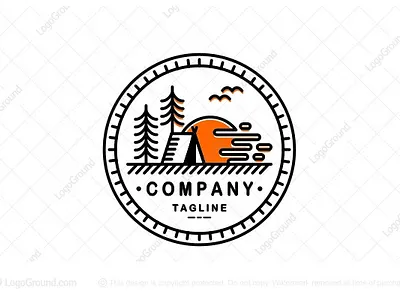 Camping adventure branding camp campground camping design forest icon logo minimal nature sunset