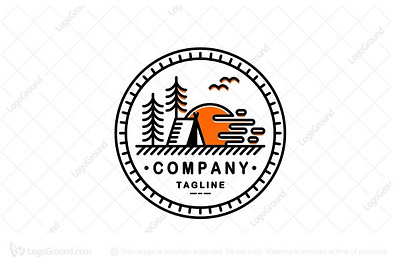 Camping adventure branding camp campground camping design forest icon logo minimal nature sunset