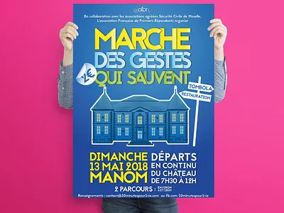 AFPR - La marche des gestes qui sauvent 2018 #2 afpr castle charity walk health heart attack poster