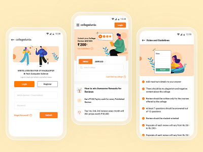 Review Your College behance best shot college colleges earn earn money education education app illustration illustrations learning platform minimal mobile ui paytm referrals review share trending ui university userexperiencedesign