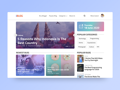 iBLOG - Blog Website app blog blog design blogger design gradient landing page ui uidesign uiux ux web web design webdesign website website design