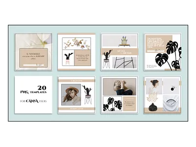 CACTUS - Instagram Templates abstraction banner blog branding cactus canva canva design canva templates design fashion illustration instagram instagram banner instagram post instagram template photoshop plant post social media template