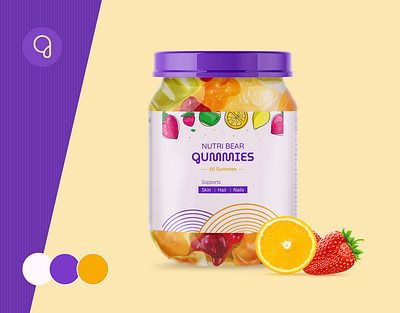 Nutri Bear Gummies | Packaging Design branding branding and identity emblem illustration minimal packaging packagingdesign photoshop typography vitamin