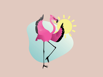 Summer Time animal bird cartooning doodle flamingo illustration pink summer summertime sun