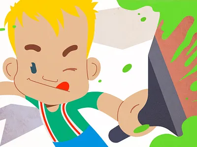 Green looks like a good paint colour animate cc boy brush character characterdesign child green illustrator kid kinder romania paint photoshop vana animation studio