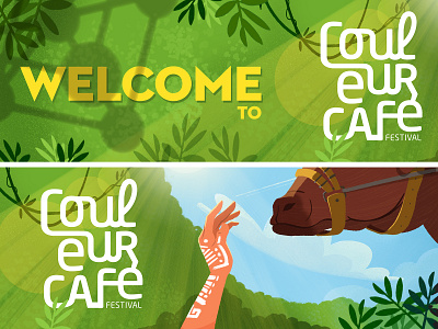 Couleur Cafe - Introduction scene animation background cow festival forest hand illustration jungle music tribal visualdevelopment