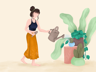 Gardening art artwork cactus character concept creative design digitalart drawing dribbble garden gardener gardening girl graphic graphic design green illustration illustrator plants