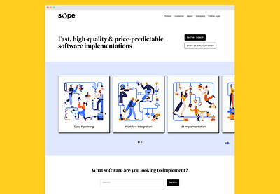 Illustration for Scope 2d character branding character communication connected connections design function illustration implementation minimal network people scope set simple use vector vendors website