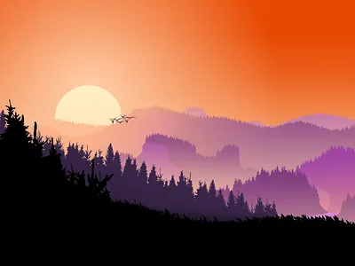 Lonely nature clean colorful design flat illustration layer