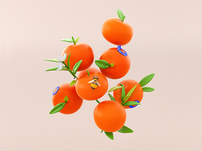 Orange Tree 3d art bee cinema4d design flower illustration octane