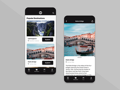 Travel Destination App app ios travel ui