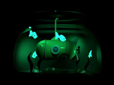 Subby and the Glowfish 3d @design @eyedesyn animation cinema4d fish motion submarine