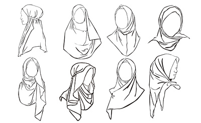 Hijab Woman with Line Art style arabic beautiful beauty clothes design girl hijab illustration inspiration islam line art moslem vector woman