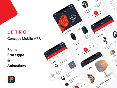 LETRO APP - Concept Prototype & Animation animation aplication app design clean ecommerce app figma figmadesign flat mobile app mobile design prototype prototype animation ui user experience userinterface ux