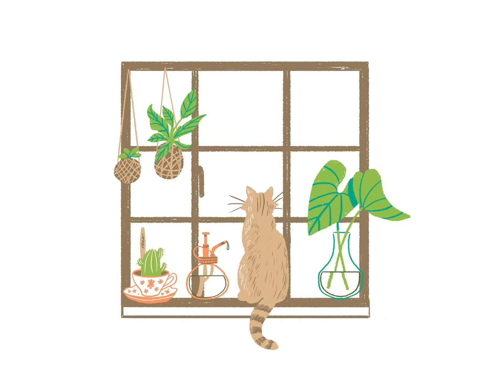 Little garden 2d animation animation cat digital art eco eco friendly green illustration loop moving nature no waste photoshop texture