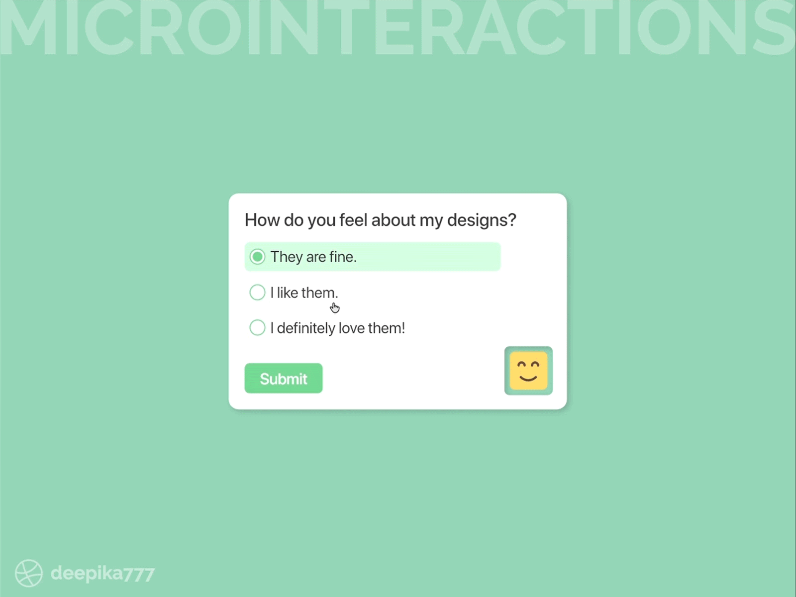 Feedback - Microinteractions adobe xd animation app app design app ui dailyui design emojis feedback feedback form interaction micro interaction microinteraction microinteractions minimal rating review ui uiux ux