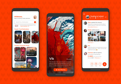 Group Travel Planner App - UX/UI Design app design expense tracker friends group red travel travel app travel photography travel planner ui ux