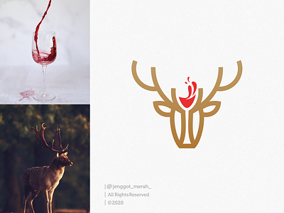 GOLDEER WINNERY LOGO DESIGN INSPIRATIONS awesome brand deer deer head deer illustration deer logo deers design golden golden deer identity inspirations jenggot merah logo mascot mascot logo red wine wine wine glass