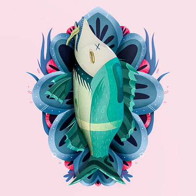Beauty Dead adobe art blue design fish fishing illustrator pink procreate