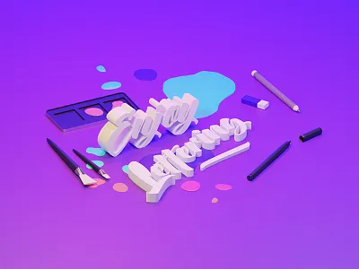 Enjoy Lettering - render 3d 3d art blender brush brush pen design gradient graphic illustration inking isometric isometric illustration lettering pencils purple render rendering