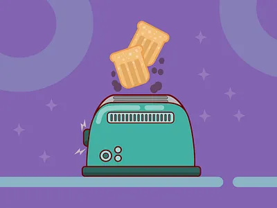 Cute Little Toaster affinity art affinity designer flat art flat design illustrator kitchen appliances l vector art vector artist vector illustration vector toaster
