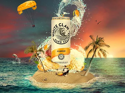 Mango White Claw Print Ad ad advertisement beach beverage brand composite concept concept art design mango photoshop print pug whiteclaw