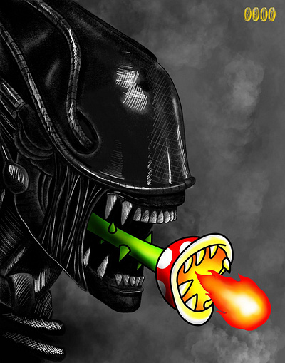 Alien vs. Plumber design digital art illustration