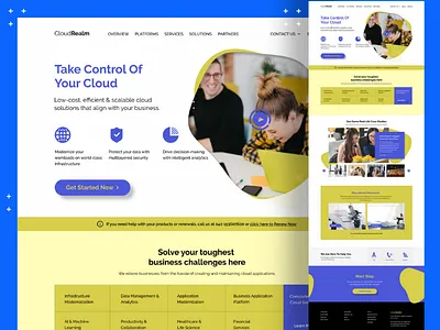 Cloud services website concept art direction best clean cloud corporate creative neat services ui ui design ux web design website white yellow
