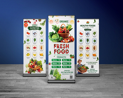 Organic Food Roll Up Banner Design 2020 adobe illustrator banner ads banner advertising banner design billboard billboard design billboard mockup billboards brand instagram banner pop up banner pull up pull up banner retractable banner roll up roll up banner roll up banner design roll ups web banner x stand banner